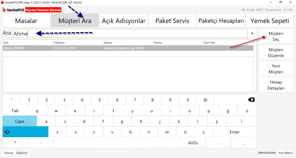 5.1.1.b. Müşteriye Sipariş Nasıl Alınır?