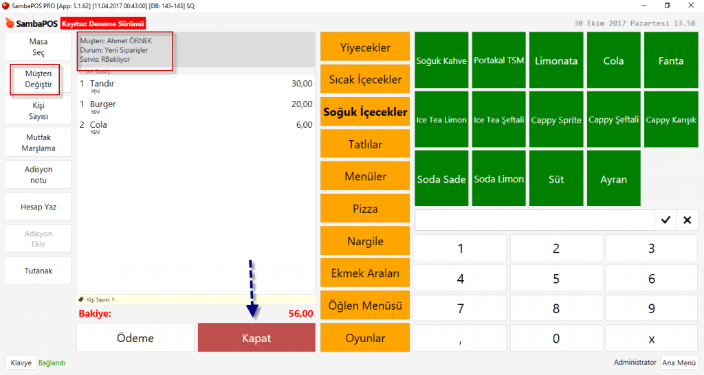5.1.1.b. Müşteriye Sipariş Nasıl Alınır?