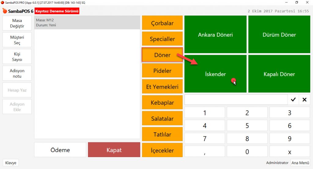 5.1.1.a. Masaya Sipariş Nasıl Alınır?
