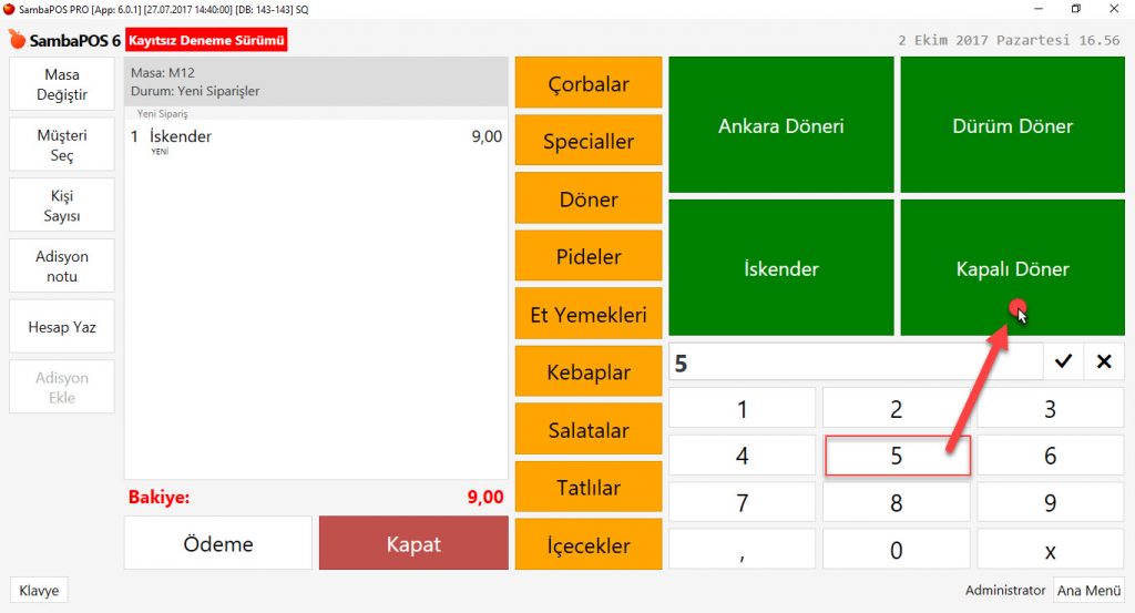 5.1.1.a. Masaya Sipariş Nasıl Alınır?