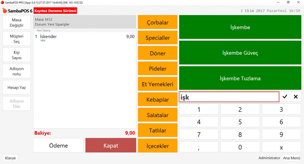 5.1.1.a. Masaya Sipariş Nasıl Alınır?