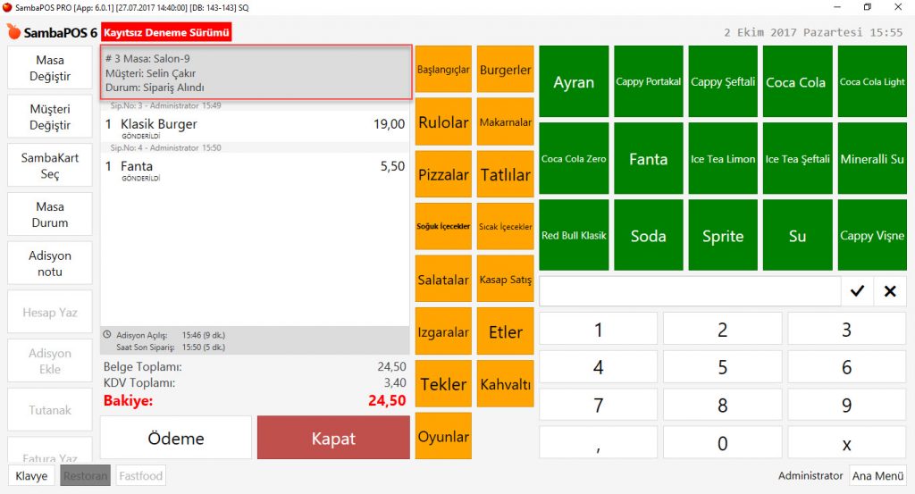 5.1.9.d. Masa veya Adisyona Müşteri Nasıl Seçilir?