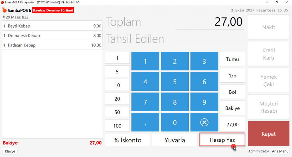 5.4.1. Hesap Nasıl Yazdırılır?