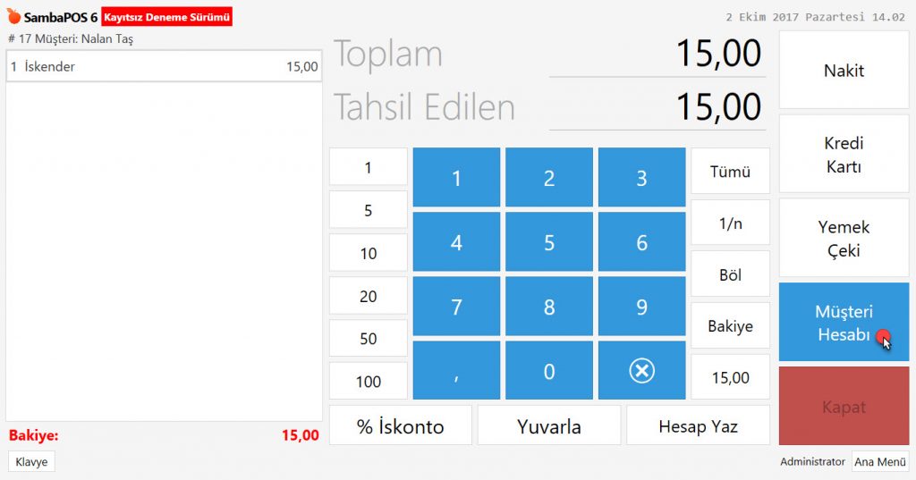 5.4.3. Müşteri Hesabına Açık Hesap Ödeme Nasıl Alınır?