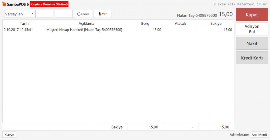5.4.3. Müşteri Hesabına Açık Hesap Ödeme Nasıl Alınır?