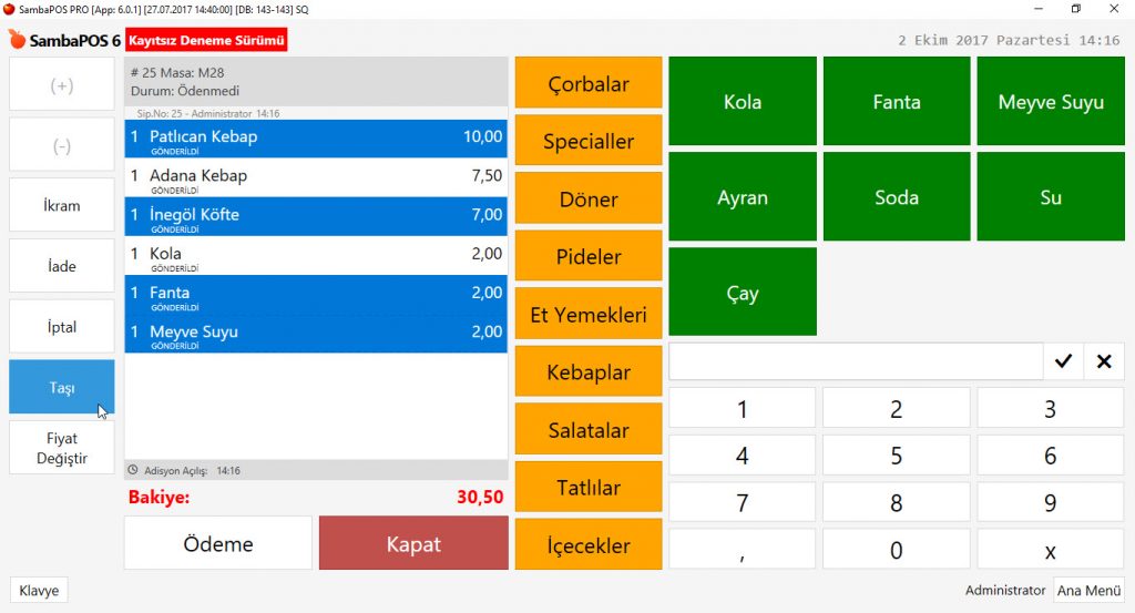 5.4.5. Ürün Bölerek veya Adisyon Bölerek Ödeme Nasıl Alınır?