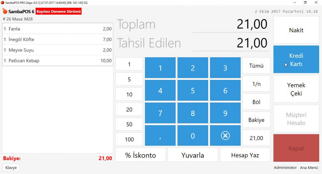 5.4.5. Ürün Bölerek veya Adisyon Bölerek Ödeme Nasıl Alınır?