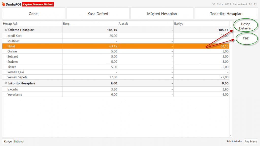 5.4.8.a. Hesaplar Kullanımı