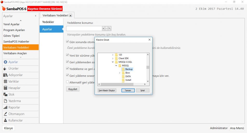 5.5.3. Yedek (Backup) Nasıl Alınır?