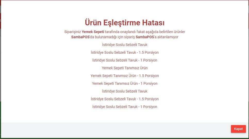 6.2. Yemek Sepeti V3 Entegrasyon Kurulumu