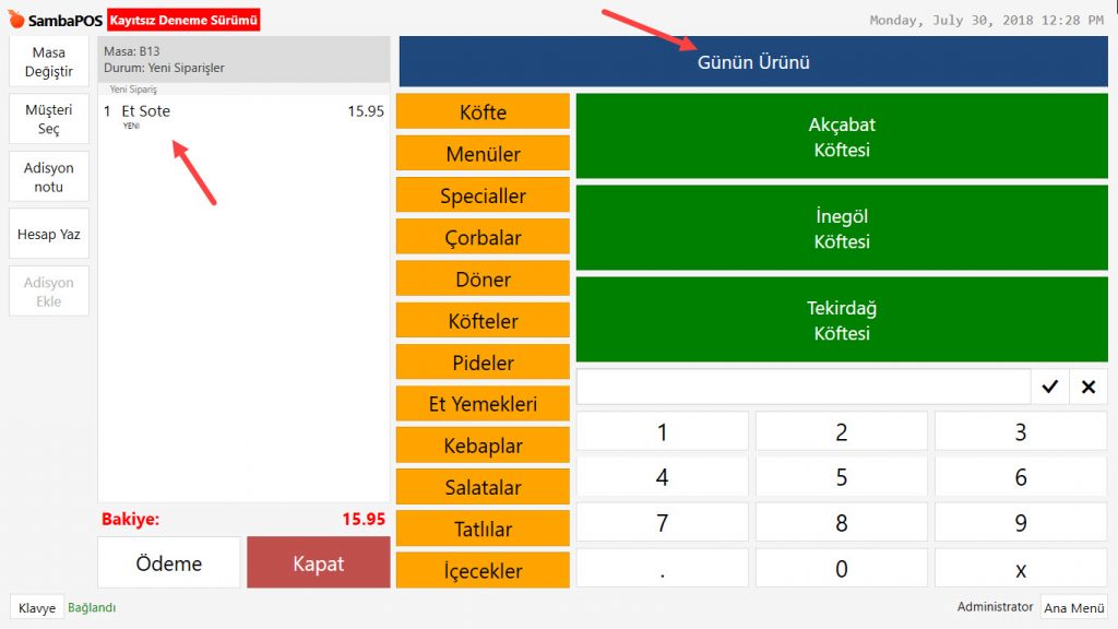 4.9. Günün Spesiyali Ürünleri Nasıl Tanımlanır?