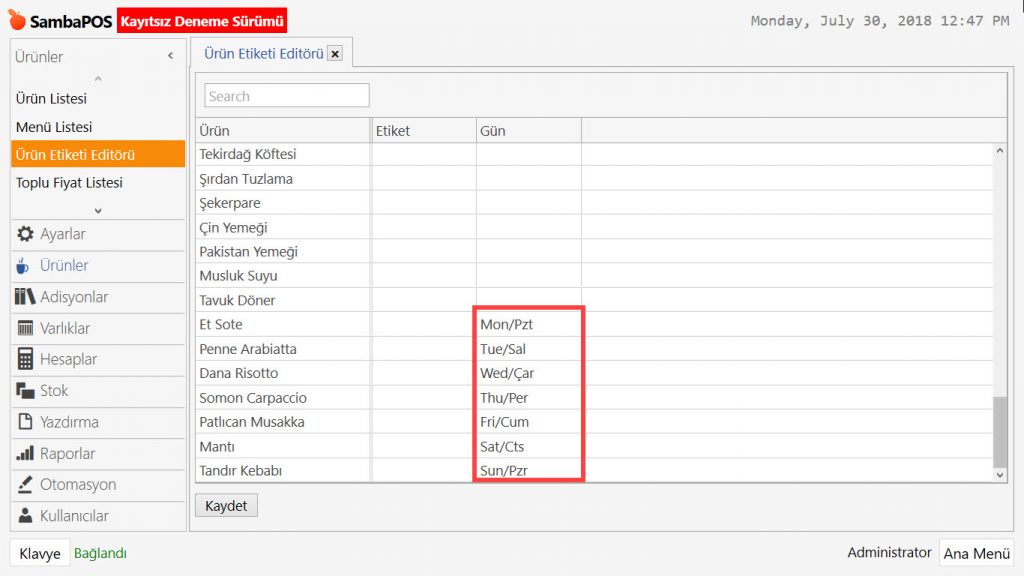 4.9. Günün Spesiyali Ürünleri Nasıl Tanımlanır?