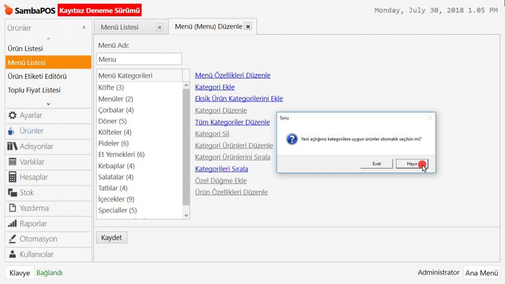 4.9. Günün Spesiyali Ürünleri Nasıl Tanımlanır?