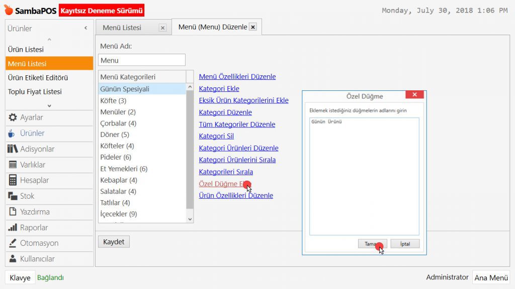4.9. Günün Spesiyali Ürünleri Nasıl Tanımlanır?
