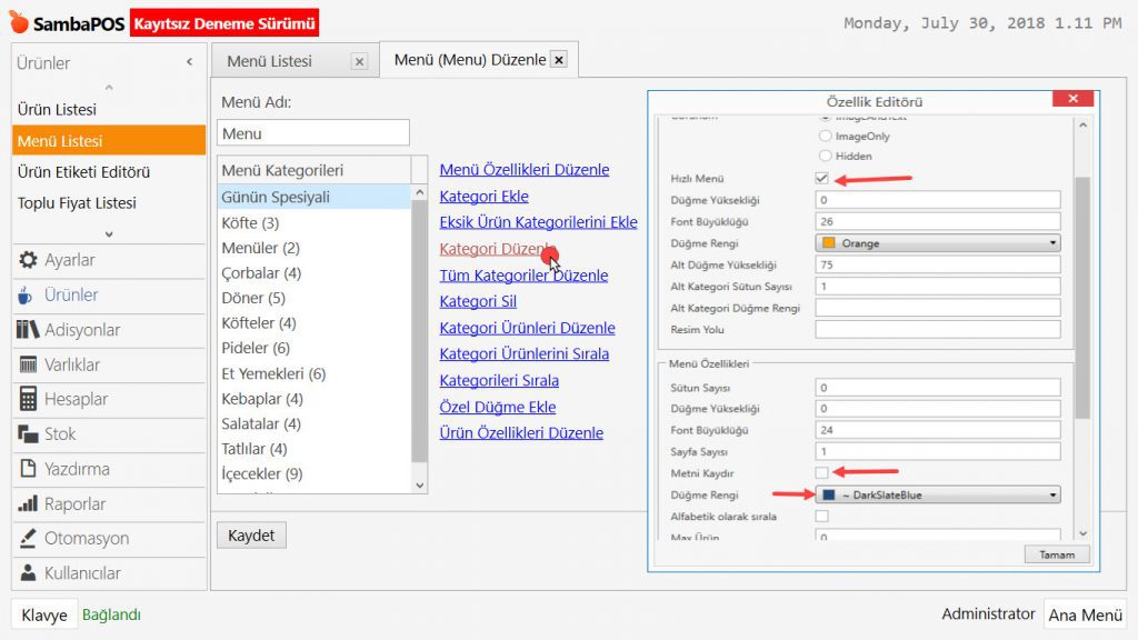 4.9. Günün Spesiyali Ürünleri Nasıl Tanımlanır?