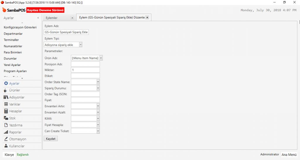 4.9. Günün Spesiyali Ürünleri Nasıl Tanımlanır?