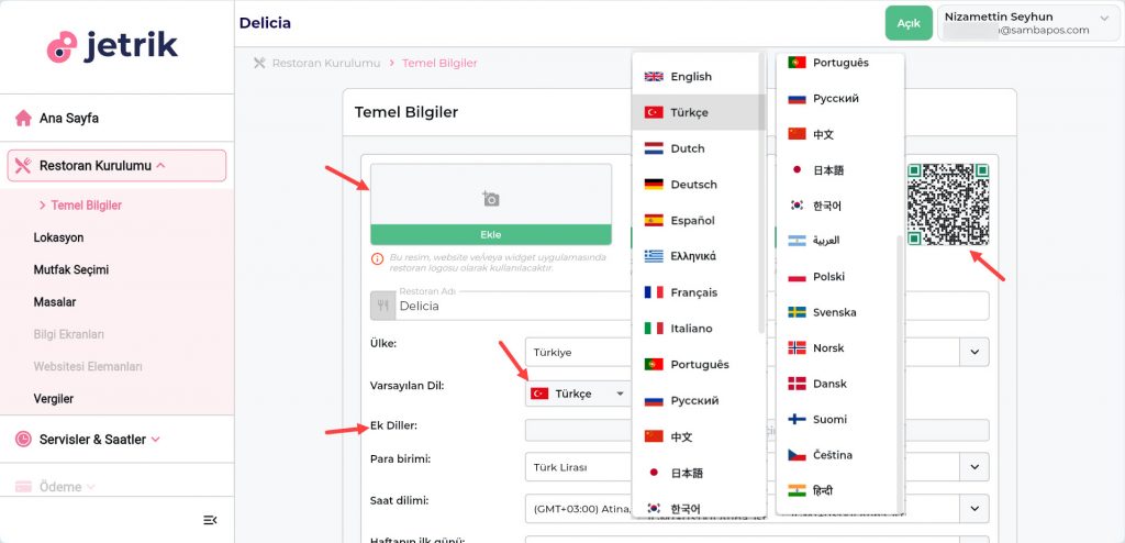 6.23. Jetrik QR Menu Entegrasyonu Nasıl Yapılır?
