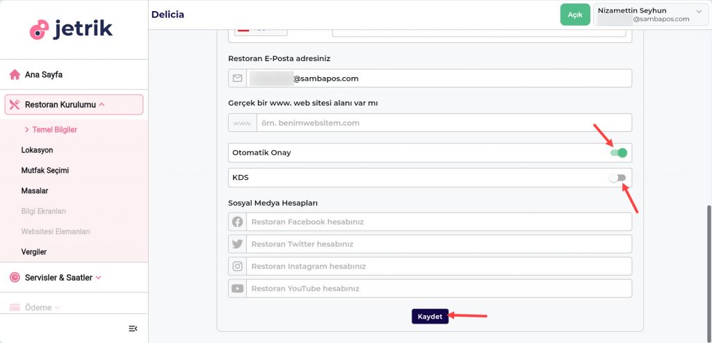 6.23. Jetrik QR Menu Entegrasyonu Nasıl Yapılır?
