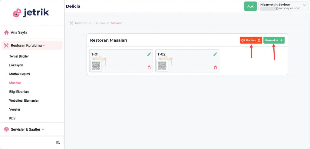 6.23. Jetrik QR Menu Entegrasyonu Nasıl Yapılır?