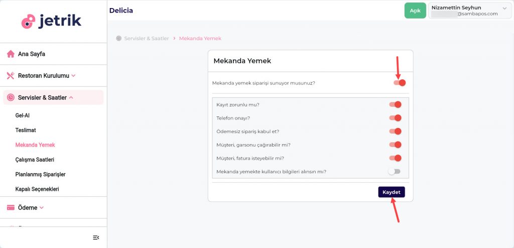 6.23. Jetrik QR Menu Entegrasyonu Nasıl Yapılır?