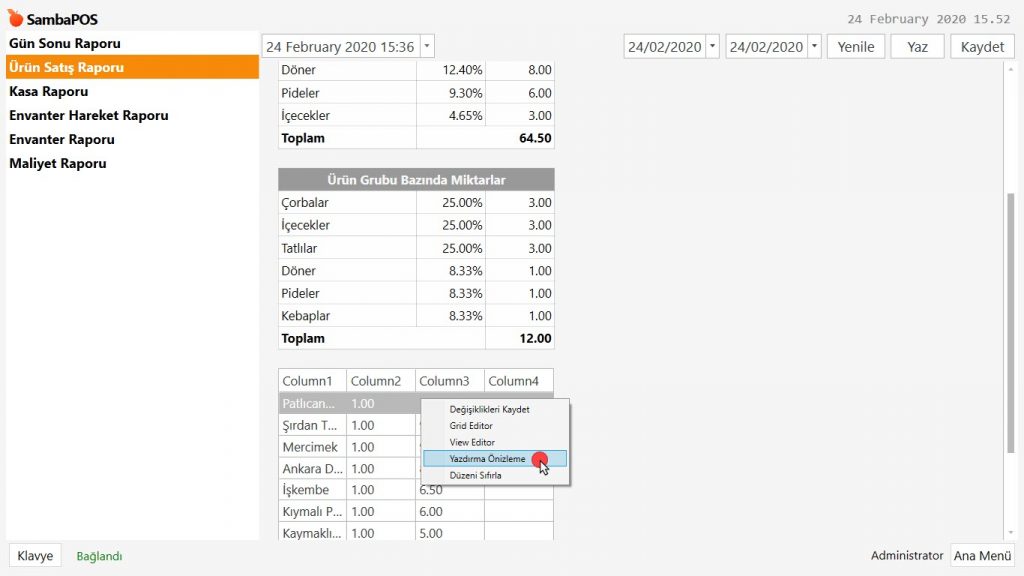 4.58. Raporların İstenen Formatta Dışa Aktarılması