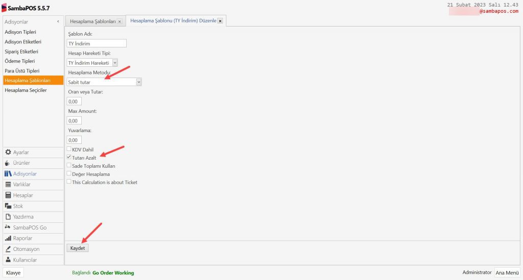6.17. Go Order Trendyol Yemek Entegrasyonu