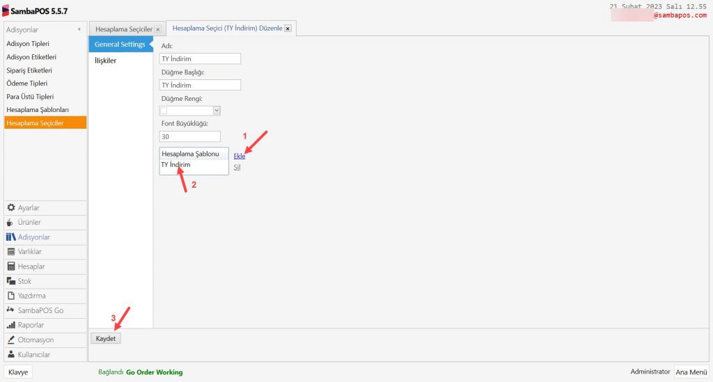 6.17. Go Order Trendyol Yemek Entegrasyonu