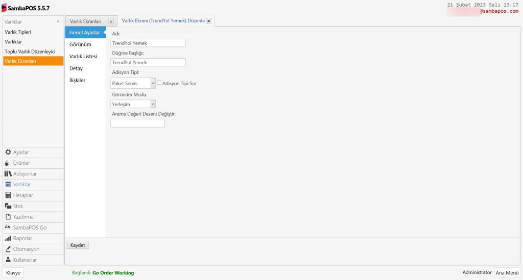6.17. Go Order Trendyol Yemek Entegrasyonu