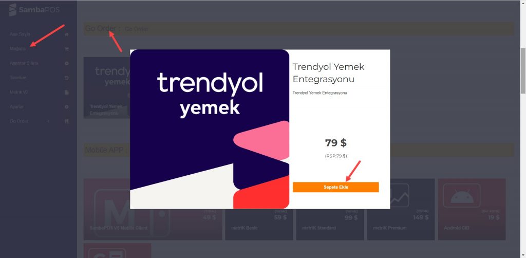 6.17. Go Order Trendyol Yemek Entegrasyonu