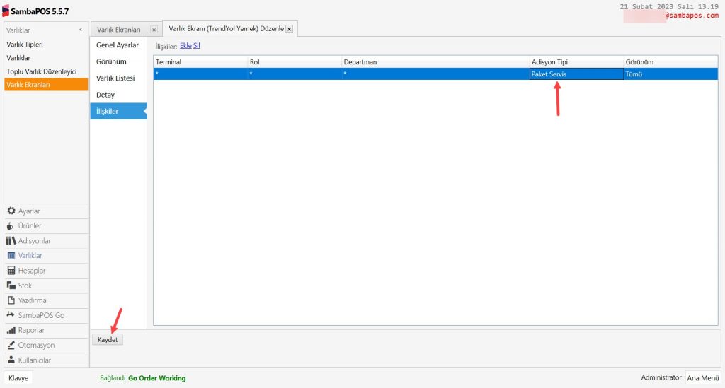 6.17. Go Order Trendyol Yemek Entegrasyonu