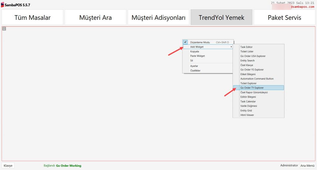 6.17. Go Order Trendyol Yemek Entegrasyonu
